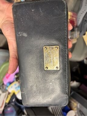 Michael Kors Women's Black Zip-Around Wallet w/ Zipper, Logo Accents